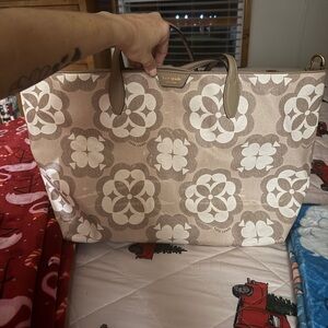 Kate Spade Tan and Cream Floral Tote